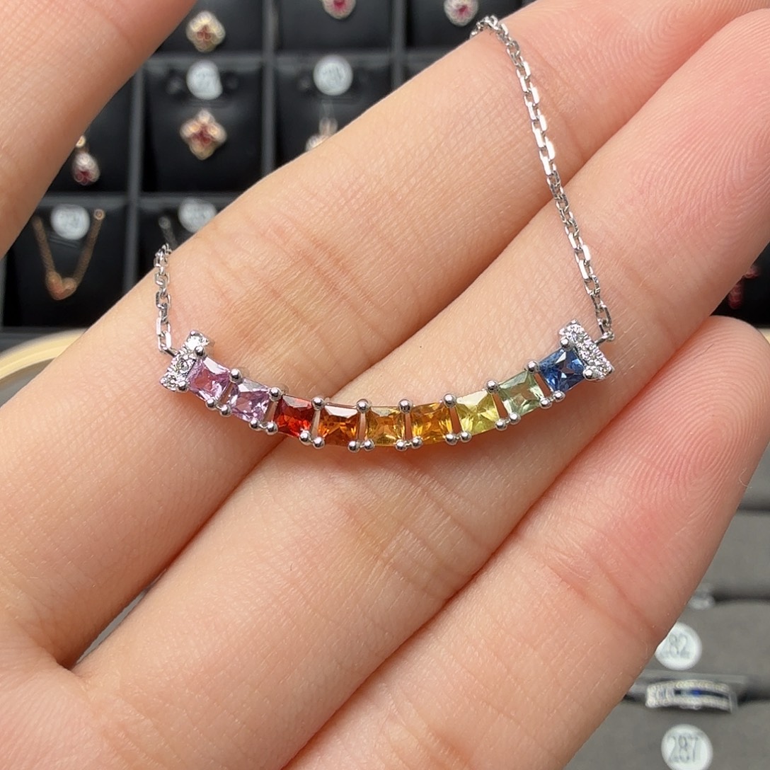 项链蓝宝石18K金镶嵌0.98ct