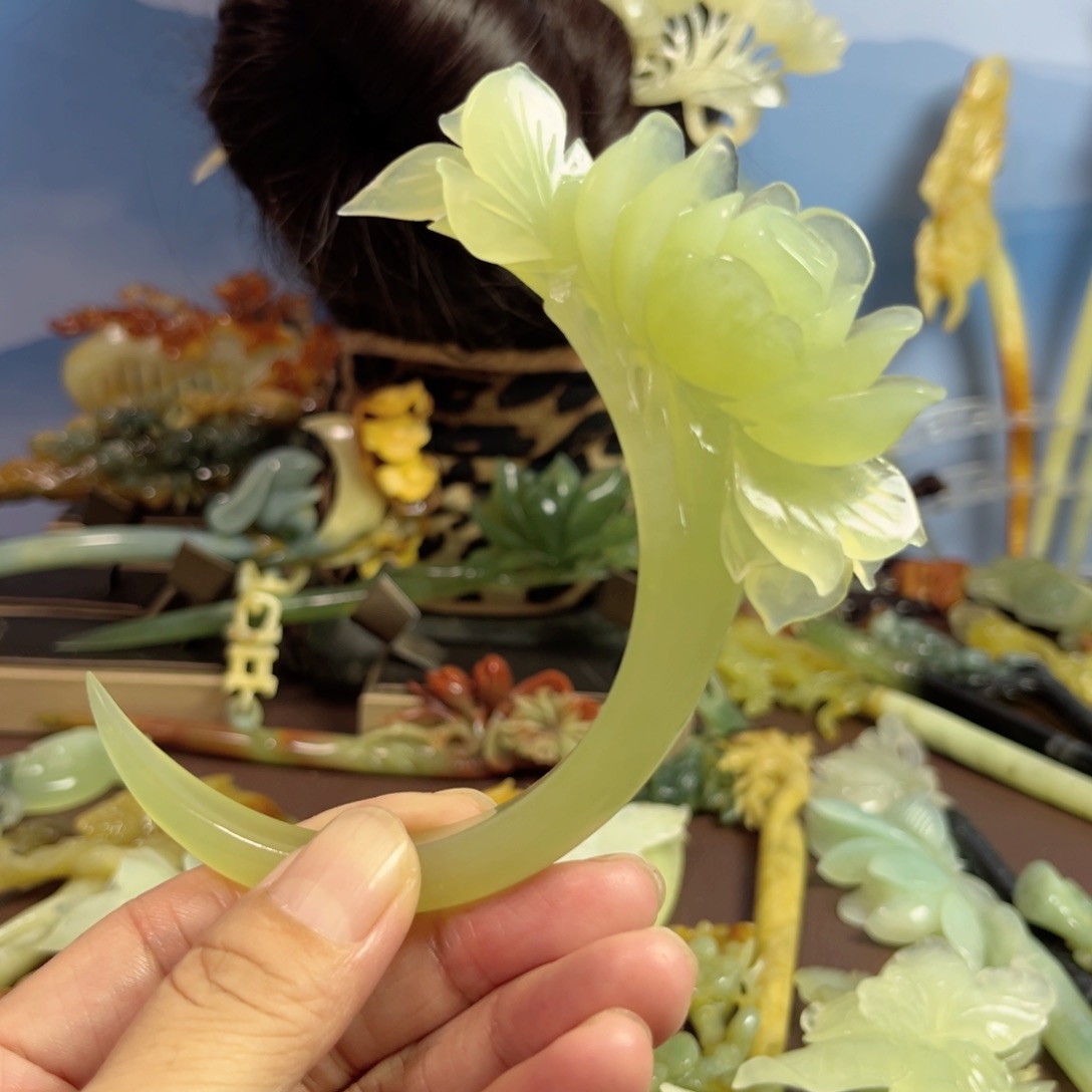 蛇纹石玉发饰未镶嵌