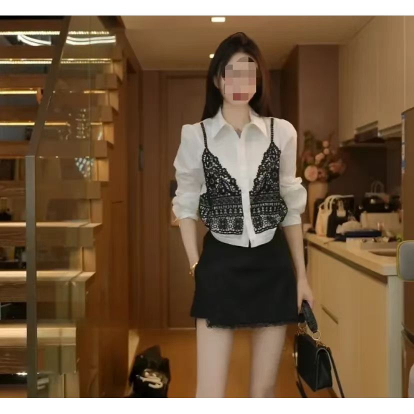 长袖衬衫女2025秋冬新款韩版宽松白色短款上衣休闲高端漂亮衬衣潮