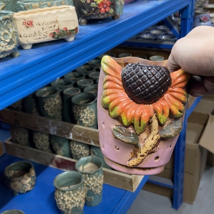 陶瓷花盆单场满9.9发10*13粉