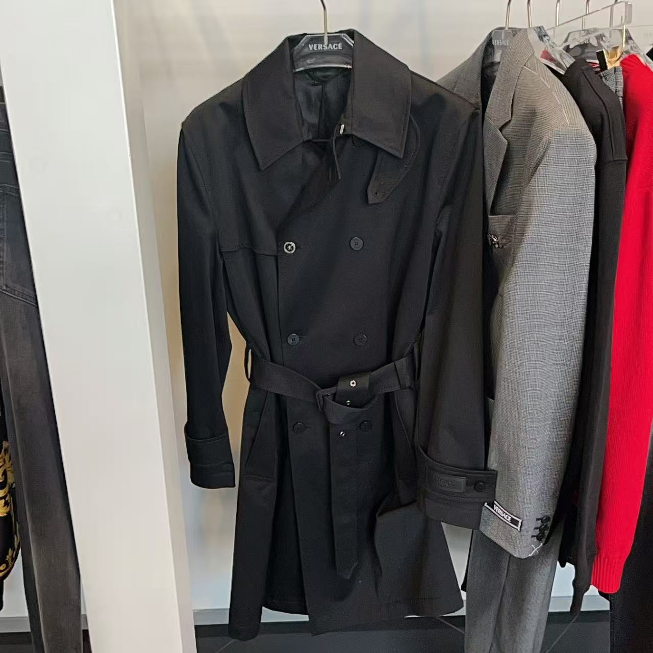 未使用 VERSACE/范思哲 男士双排扣休闲百搭气质风衣外套男款大衣