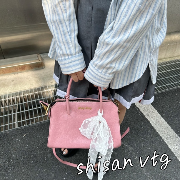 90新 MIU MIU/缪缪 粉色手提单肩包包