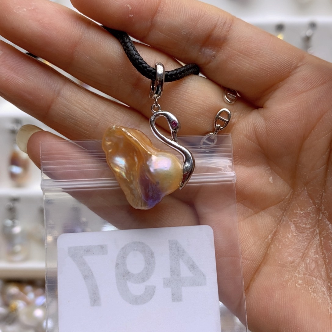 淡水珍珠颈饰银S925镶嵌497