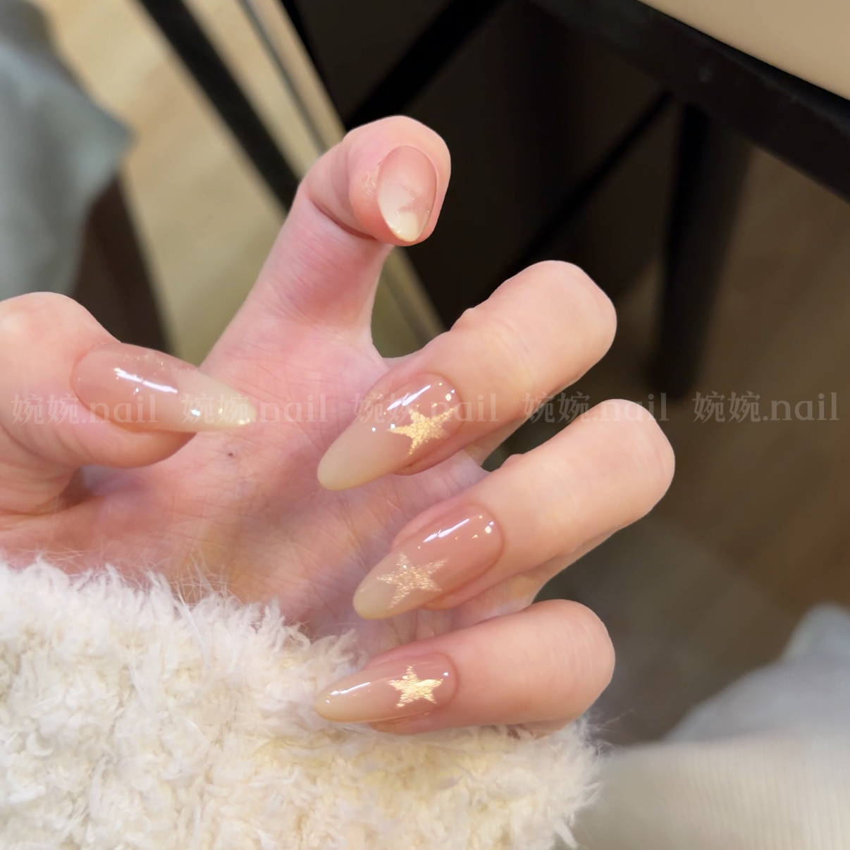 【泡芙星冰乐】婉婉 纯手工渐变手绘猫眼设计穿戴甲