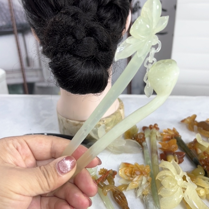 定制蛇纹石玉毛货发饰