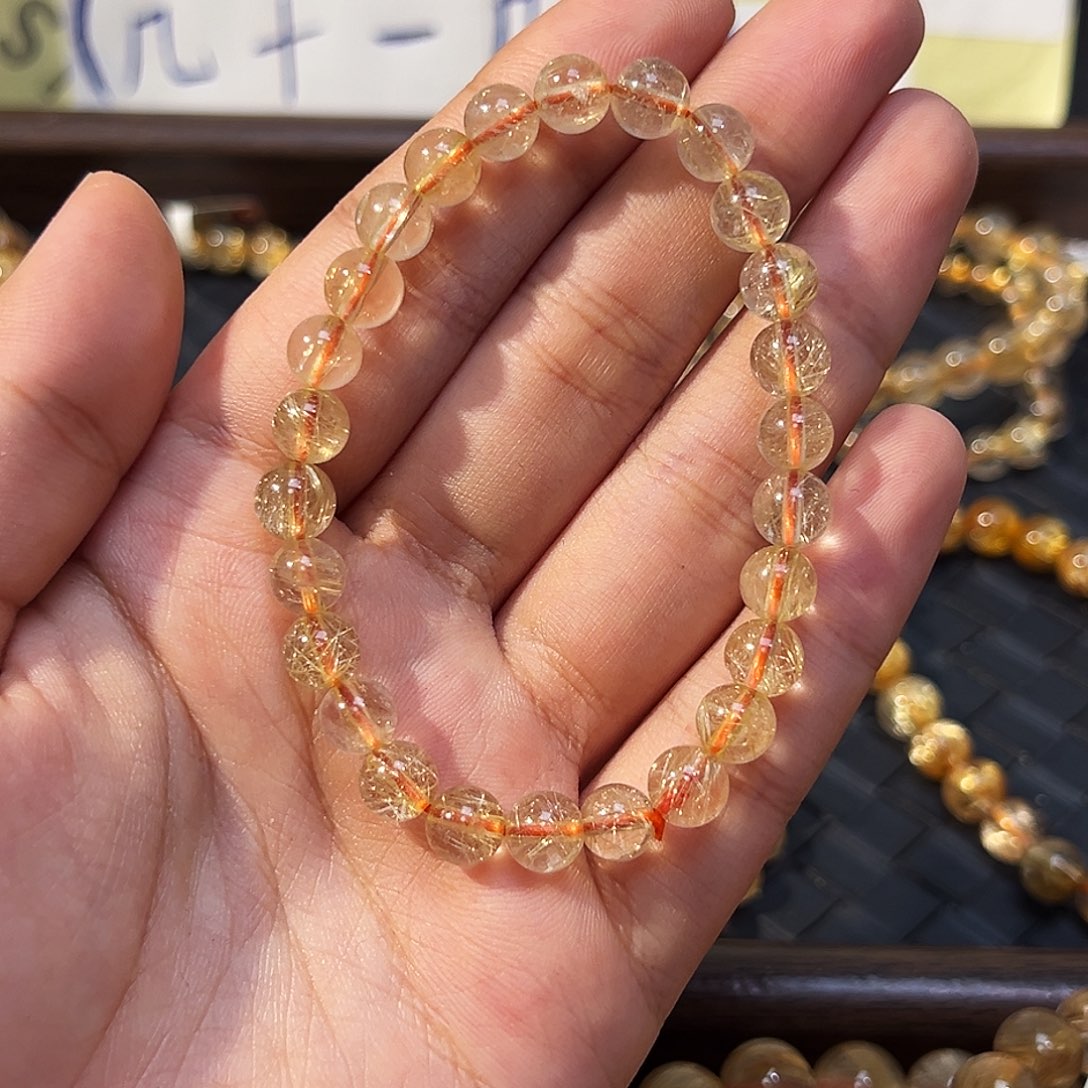 未镶嵌水晶手串天然金发晶