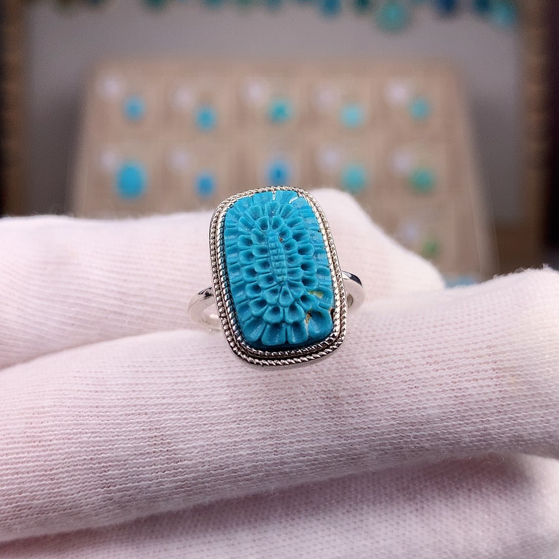 绿松石戒指银S925镶嵌