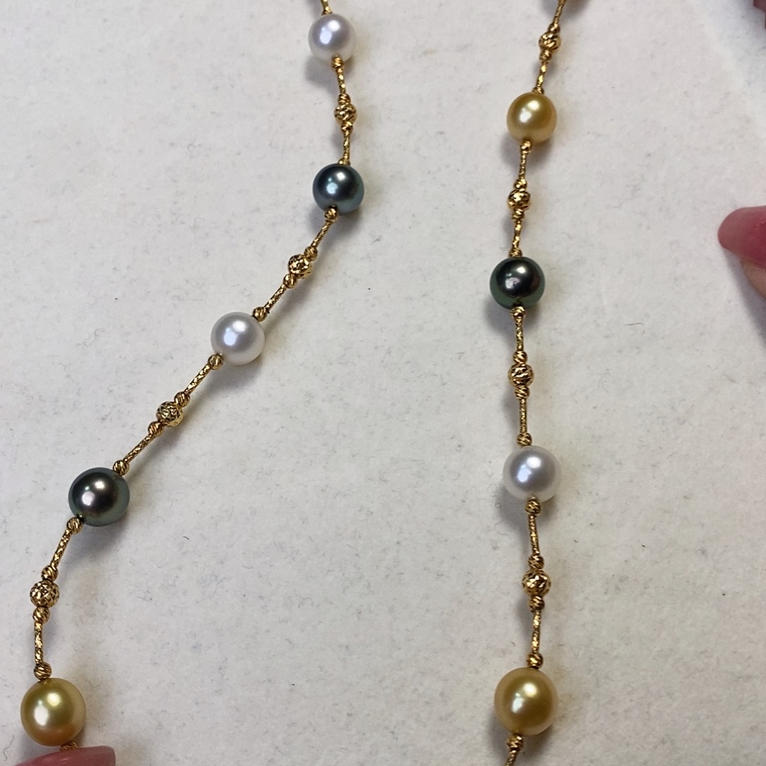 海水珍珠项链18K金镶嵌