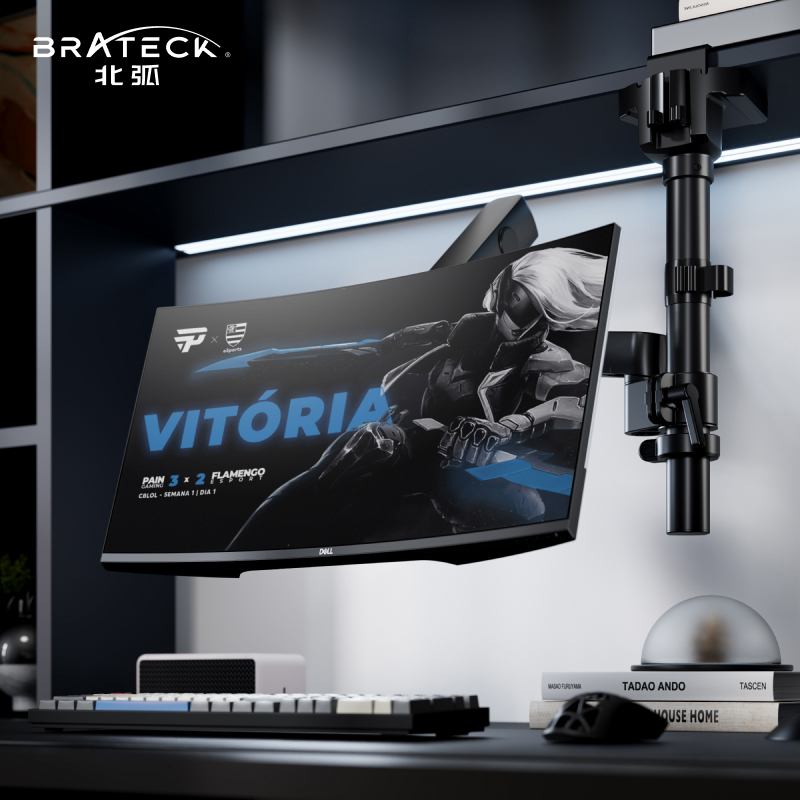 Brateck/北弧显示器支架E500pd倒装机械臂笔记本倒挂贴桌免打孔