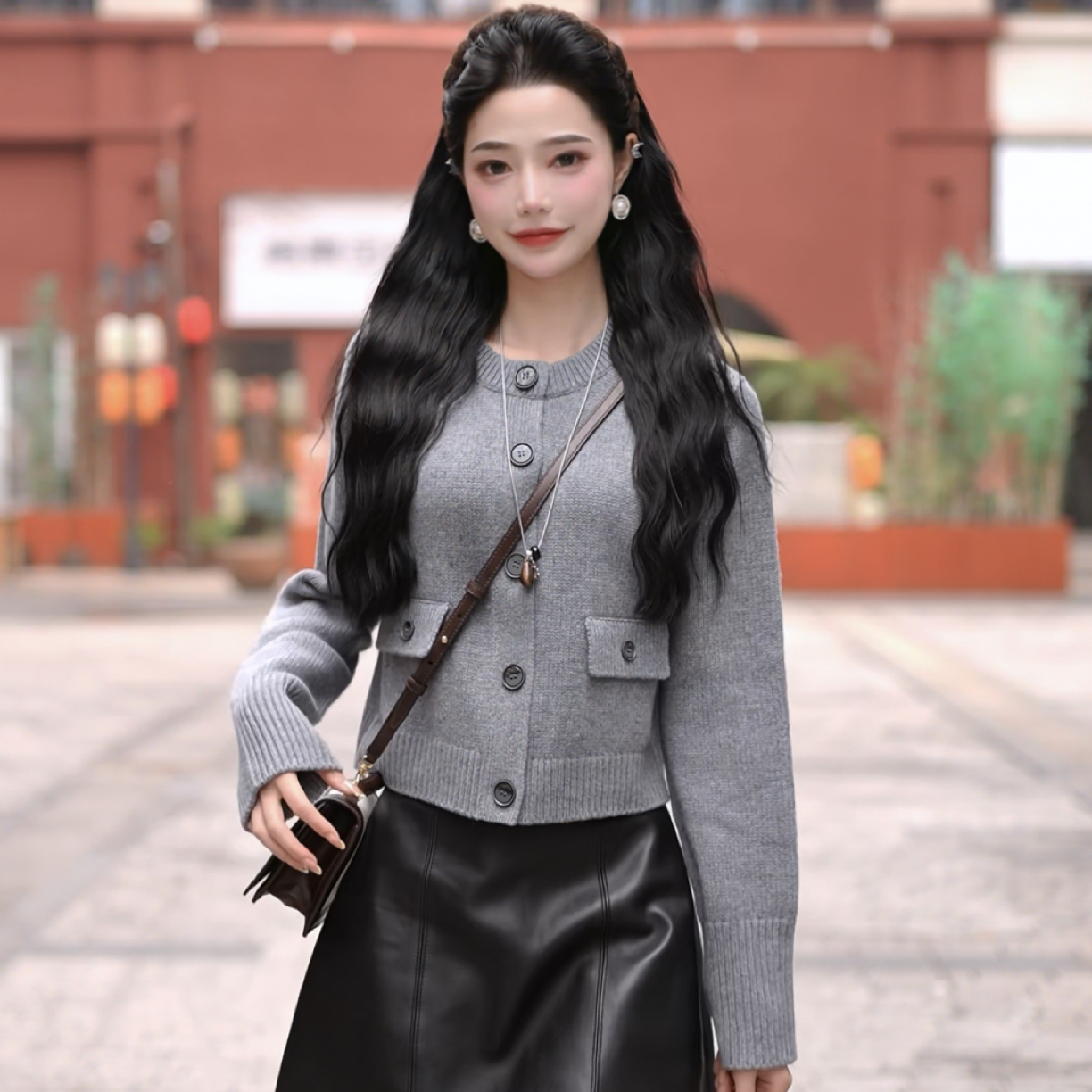 AMASS/阿玛施25新款小香风时尚百搭设计气质针织开衫548043秋冬