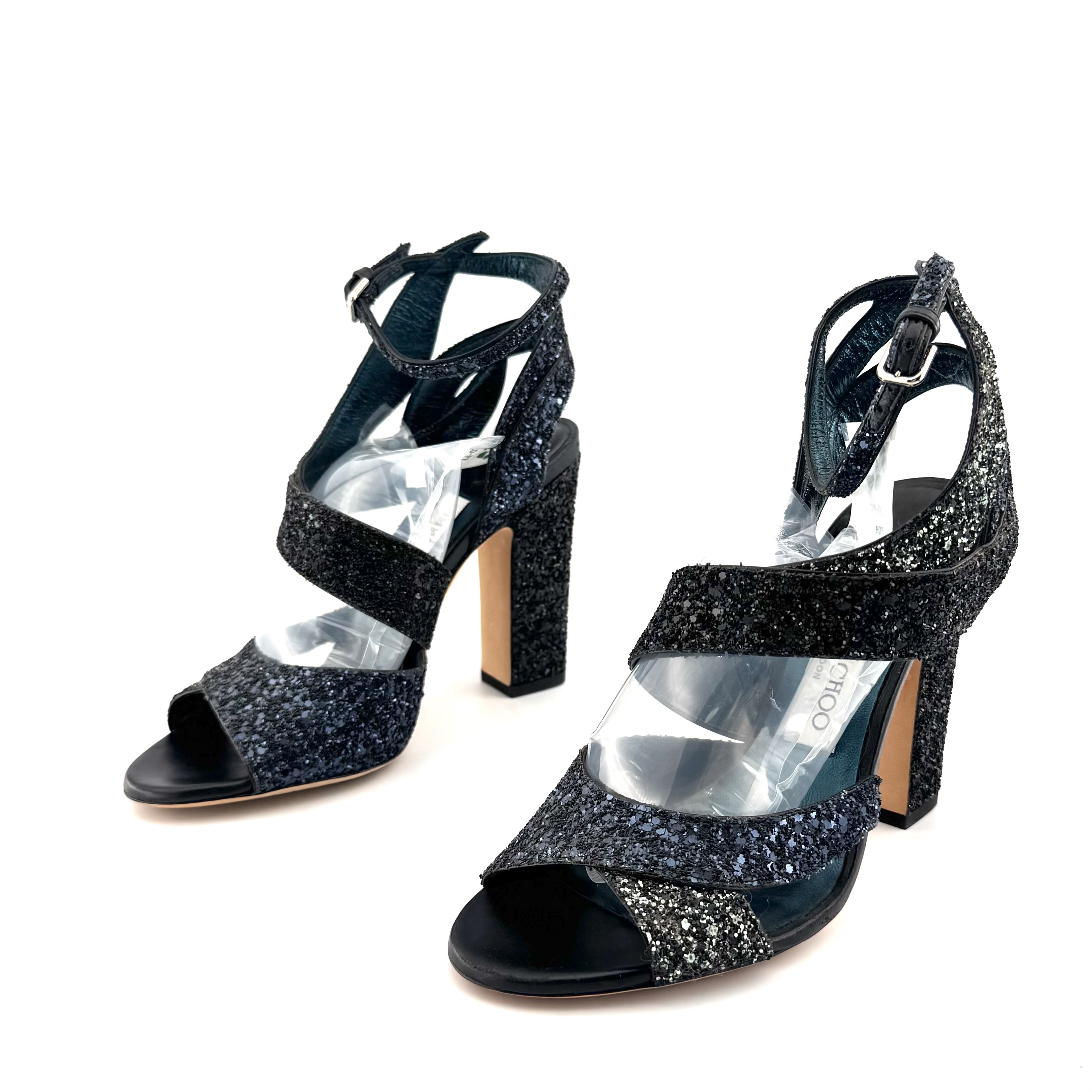 99新 JIMMY CHOO/吉米周 Jimmy Choo 37码 绑带高跟凉鞋 D7531