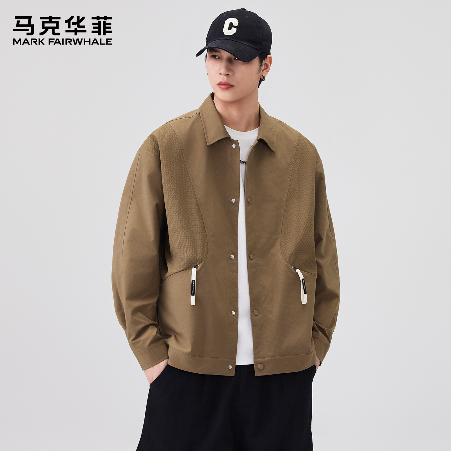 马克华菲春秋长袖衬衫男休闲宽松外套男衬衣百搭时尚上衣简约秋季