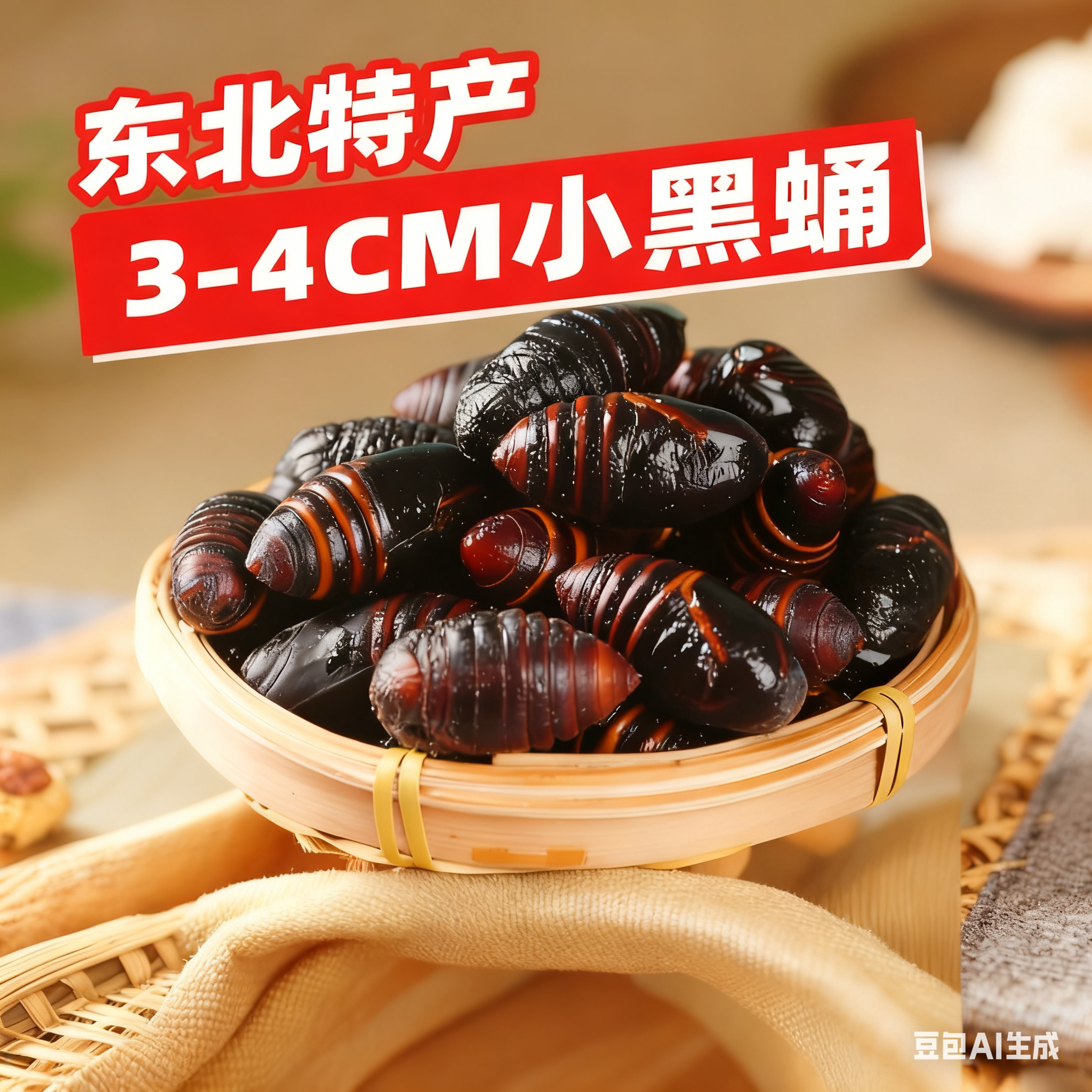 小黑蚕蛹3-4厘米东北特产柞蚕蛹产地直发顺丰包邮