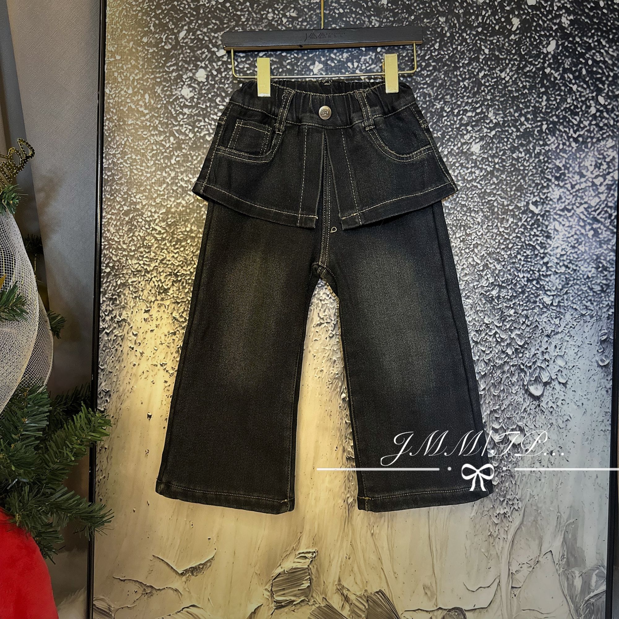 【秋冬款】D024儿童冬季女童卡通上衣屁帘牛仔裤