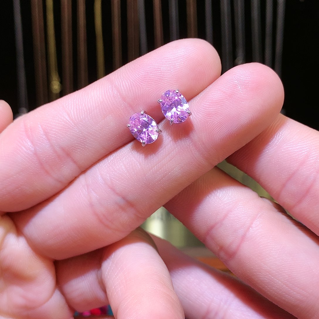 蓝宝石耳饰银S925镶嵌