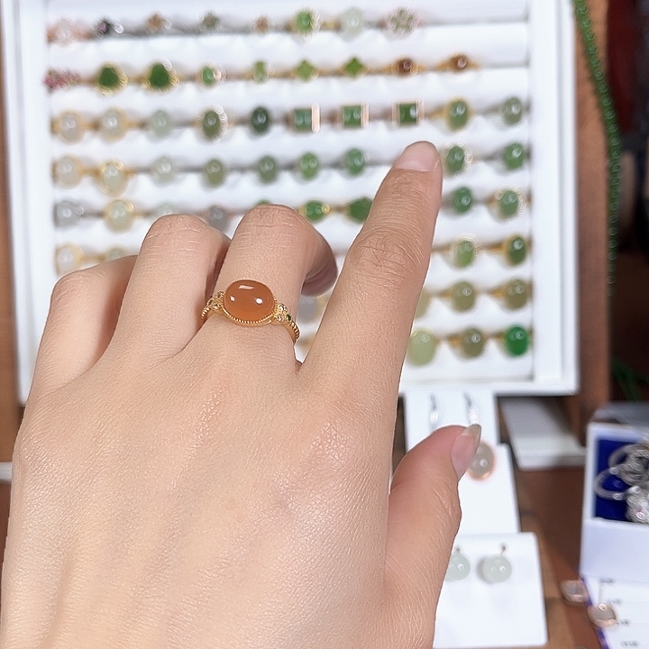 和田玉戒指银S925镶嵌