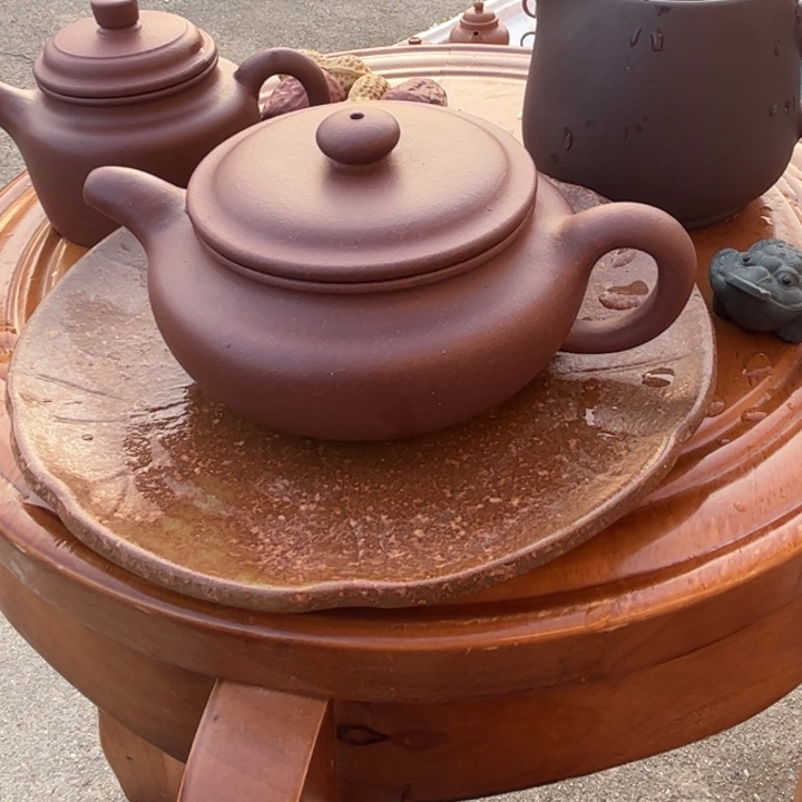 茶壶紫砂精工底槽青扁腹220cc