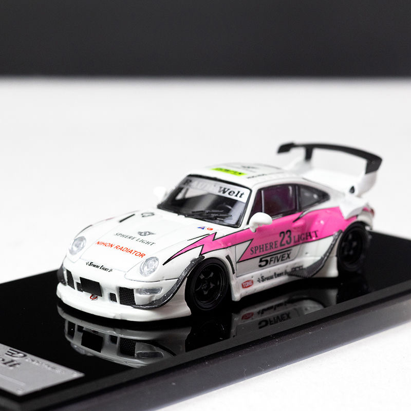 SW 1:64 保时捷 RWB 993 夜光 闪电涂装 合金汽车模型 摆件