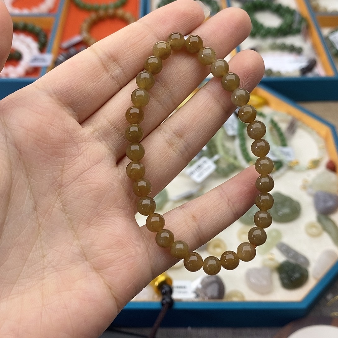 和田玉未镶嵌手链w4且末蜜糖6mm