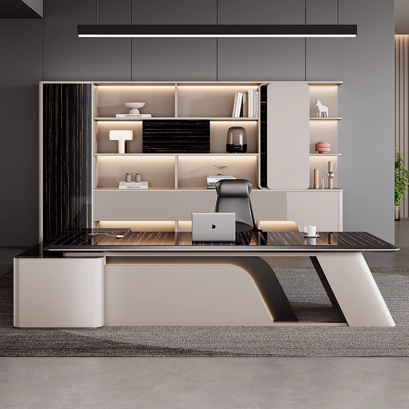 老板办公桌椅组合烤漆桌面轻奢高级感简约现代总裁董事长领导班台