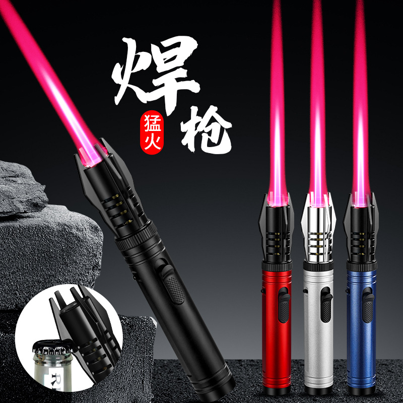 黑武士2025新款加强版红火光喷枪防风雪茄打火机户外烧烤点火枪