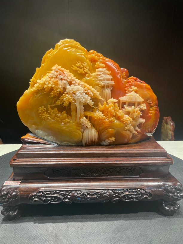 寿山石摆件工艺品山水玄关装饰
