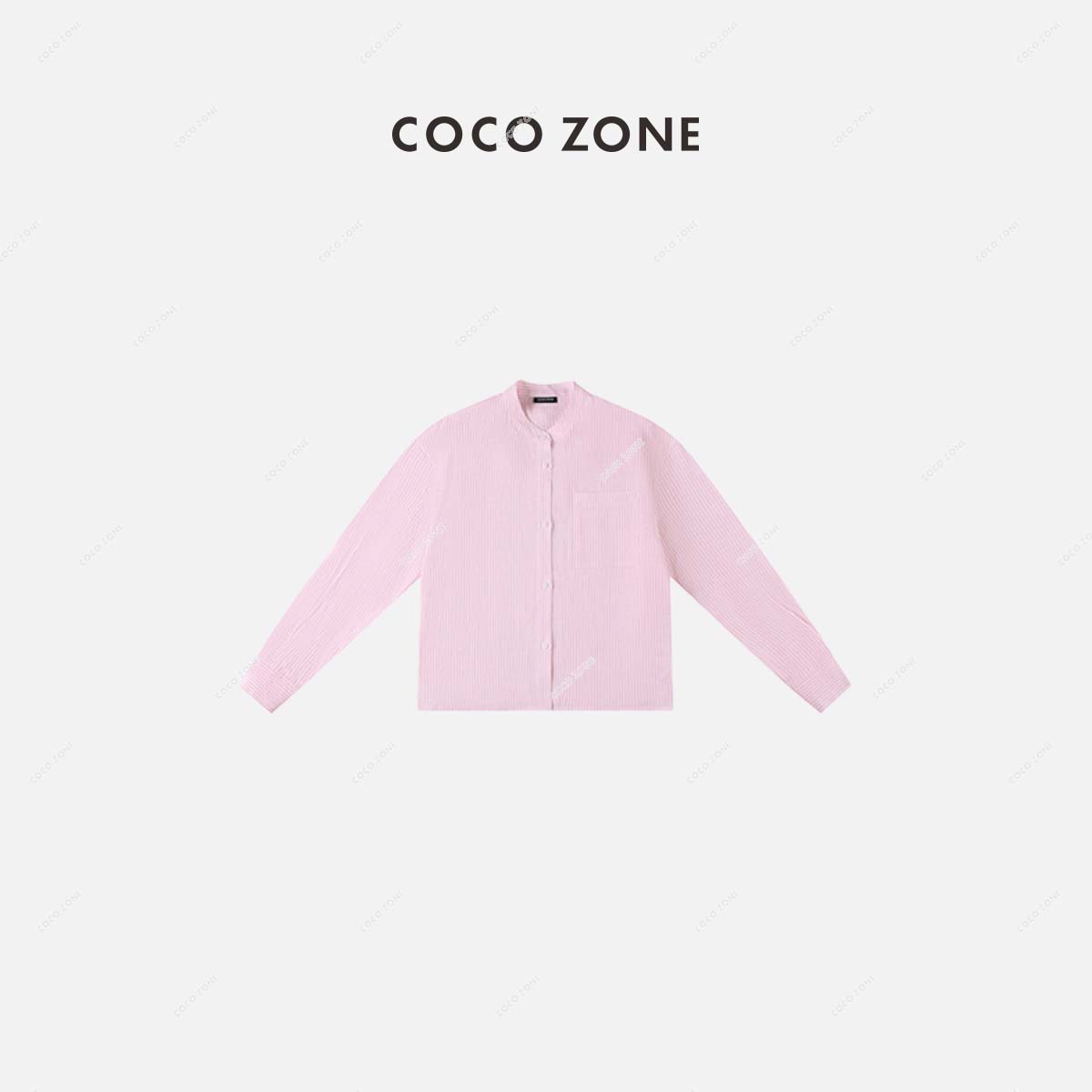 COCO ZONE 刘一一 通勤风麻料长袖条纹衬衫春季上衣梭织23C18877