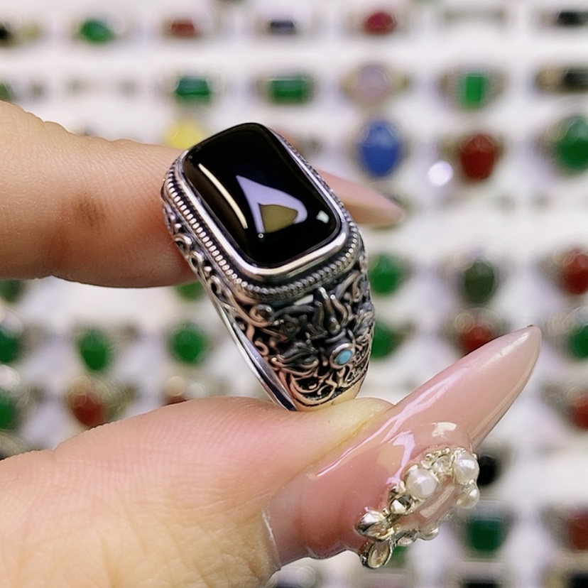 【闪购商品】银S925镶嵌戒指玛瑙/玉髓