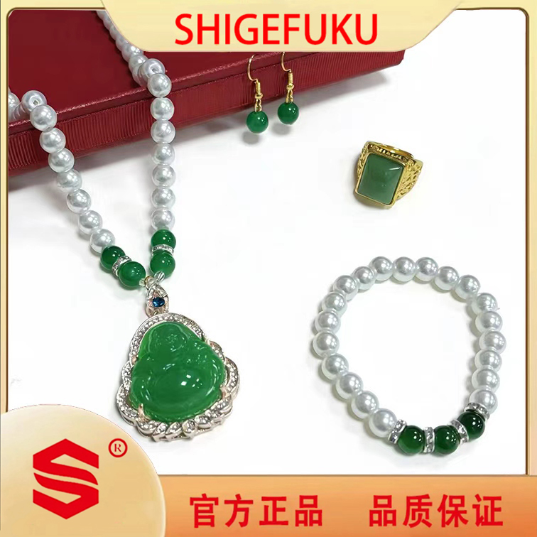  SHIGEFUKU/国潮碧绿佛公吊坠珠珠链四件套