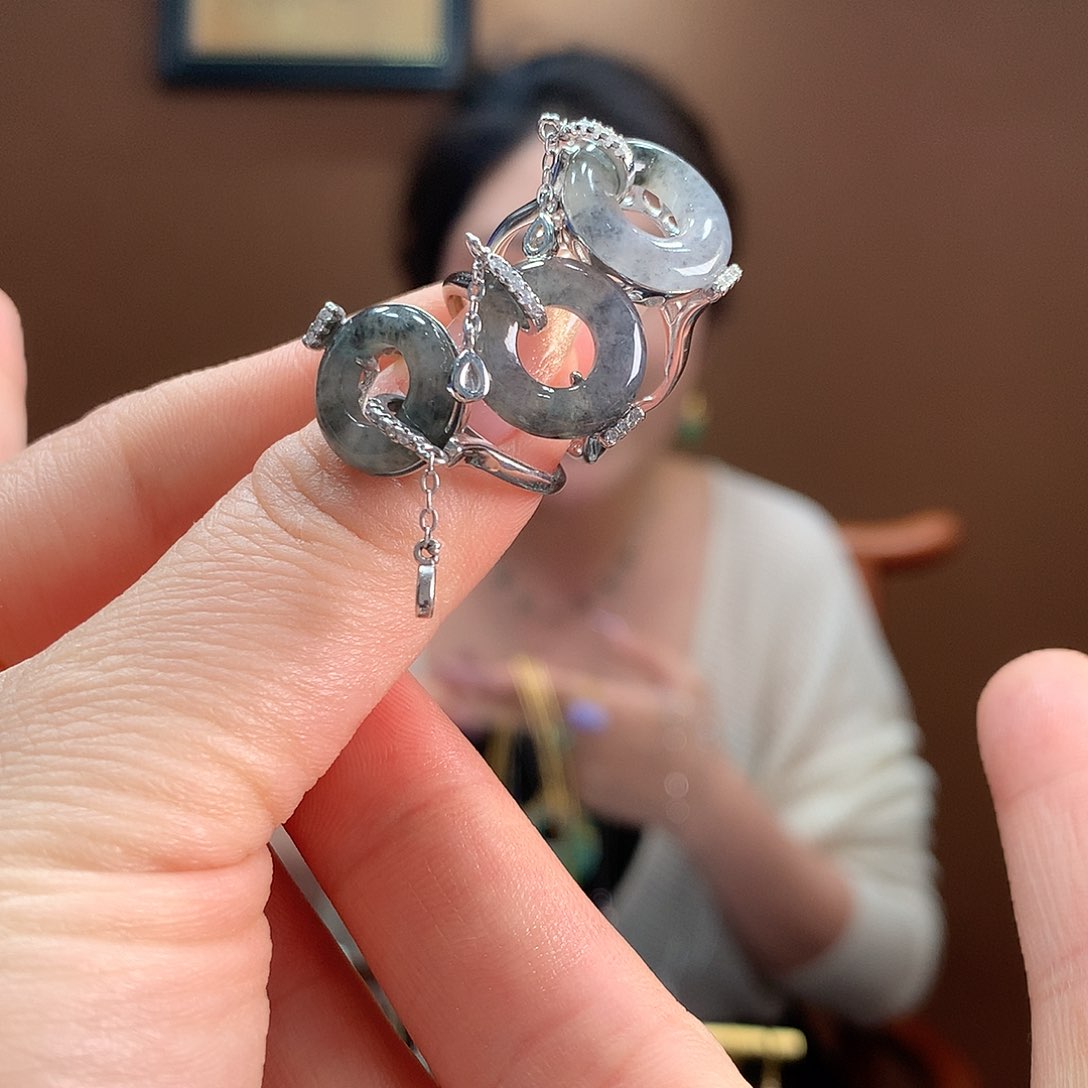 翡翠戒指银S925镶嵌戒指多样性发1个