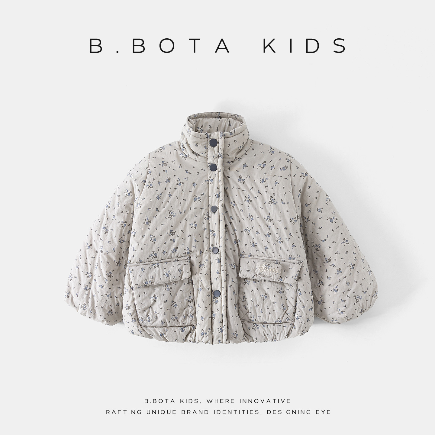 〖姐姐家〗2025冬款儿童蓝花碎花立领加厚外套-26003