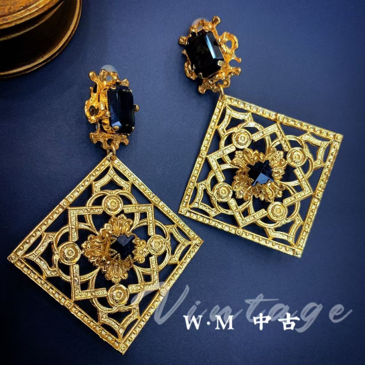铜合金耳饰 W·M中古-Gavilane（法）扫肩耳夹