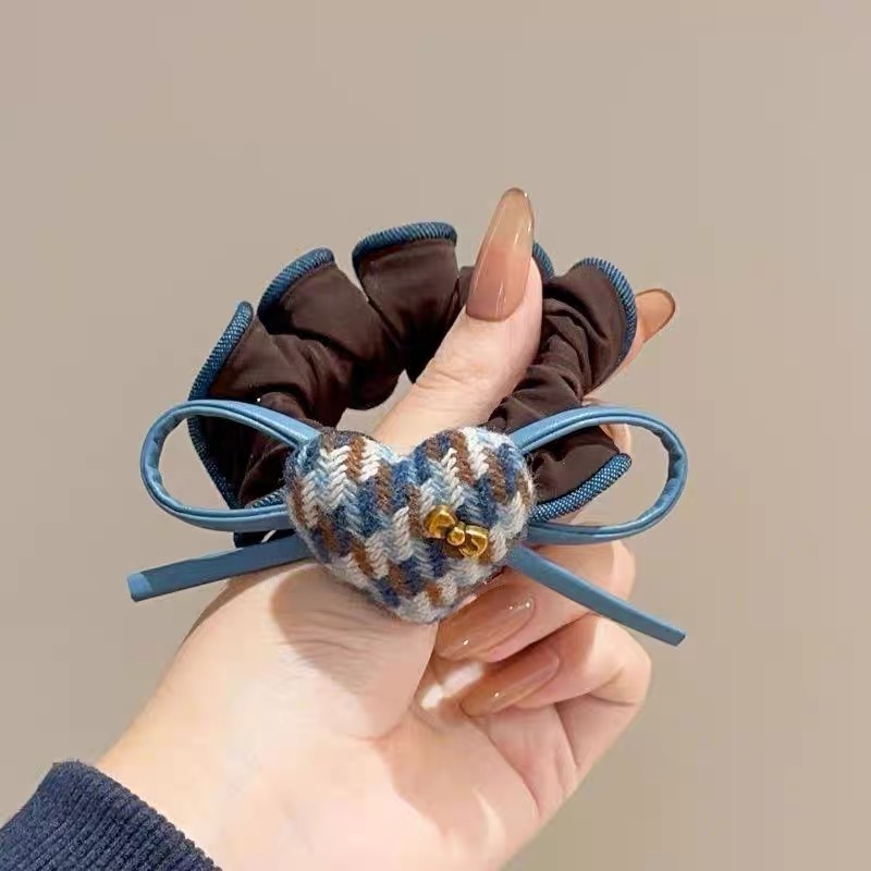 【866】韩版爱心蓝色发圈高弹力头绳气质小清新可爱扎头发皮筋发圈