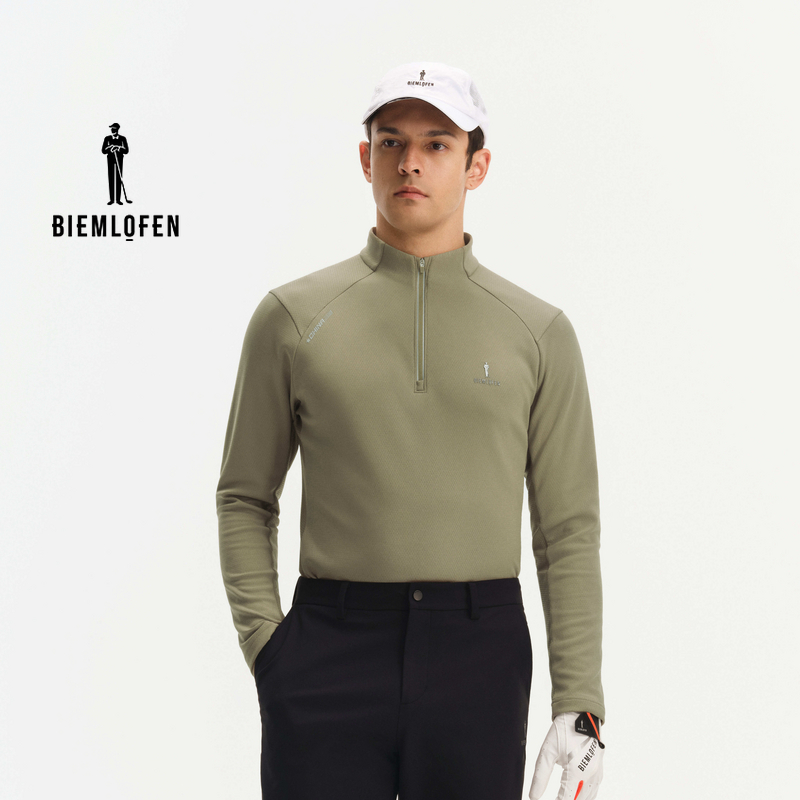 【日本功能面料】比音勒芬高尔夫2025秋新男款休闲透气立领长袖T恤