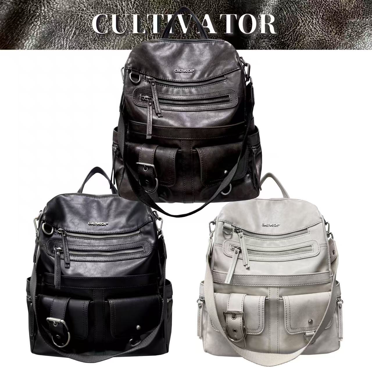 CULTIVATOR原创小众复古做旧潮流百搭背包休闲通勤大容量双肩包女