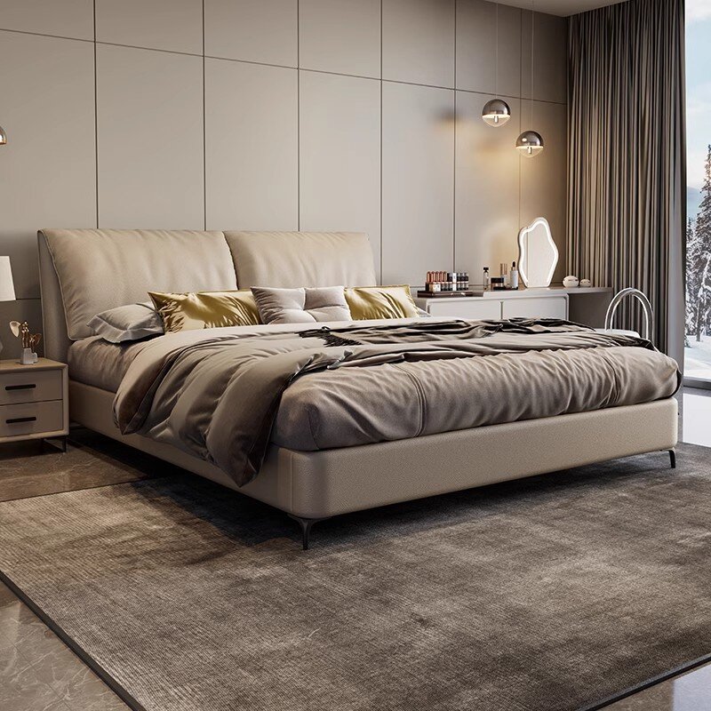 【1.5米】意式真皮双人床主卧床小户型软包床主卧大床x2