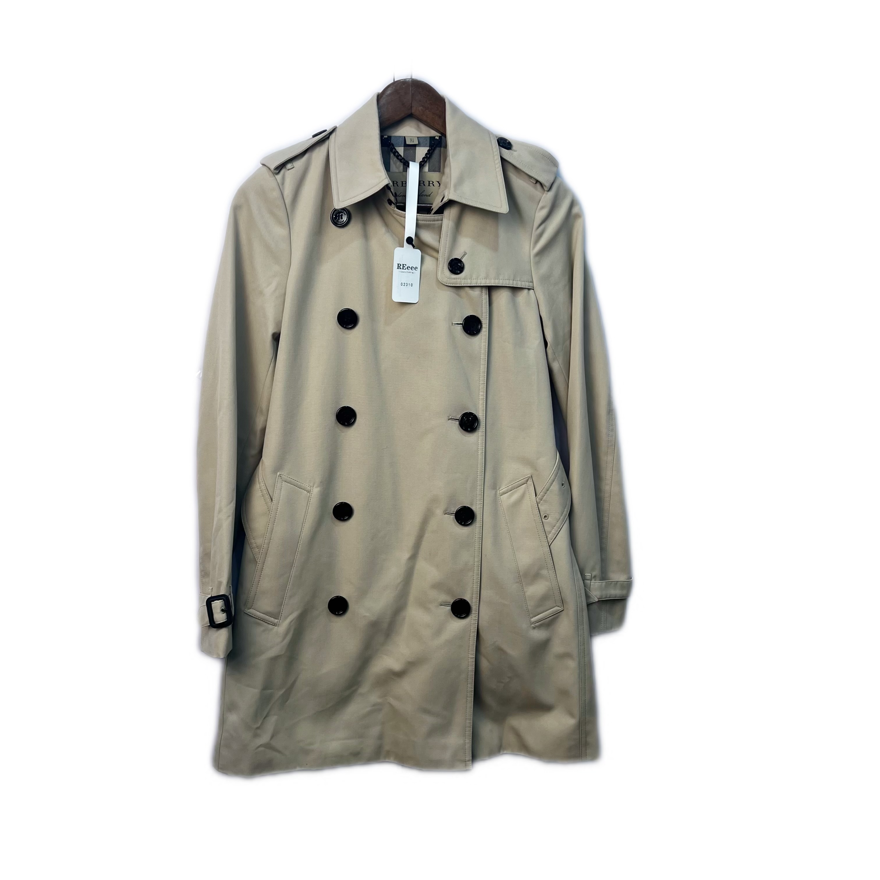99新 BURBERRY/博柏利 02310 经典卡其色纯色风衣uk4码 
