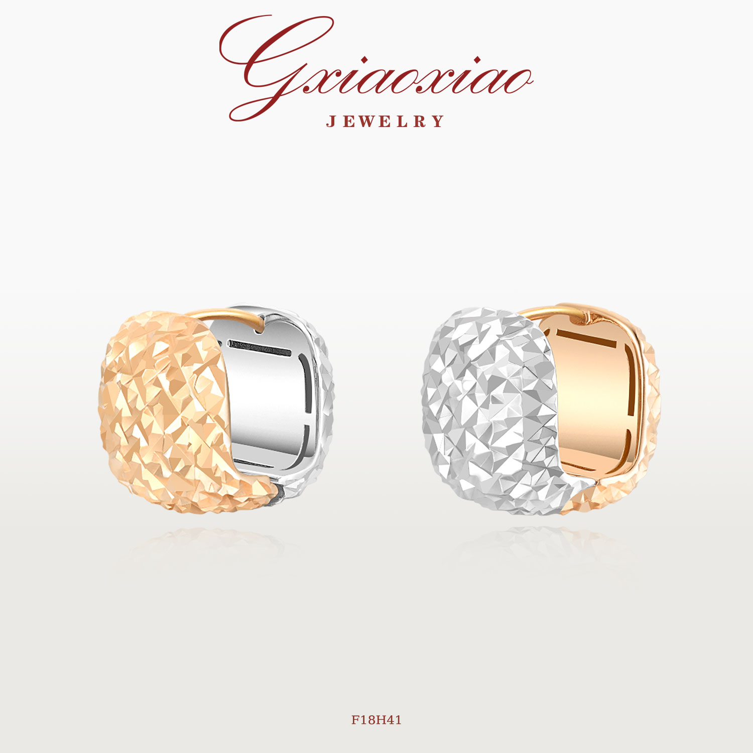 G XIAOXIAO 镀K金【波光粼粼】法式轻奢气质双色AB面耳环 F18H41