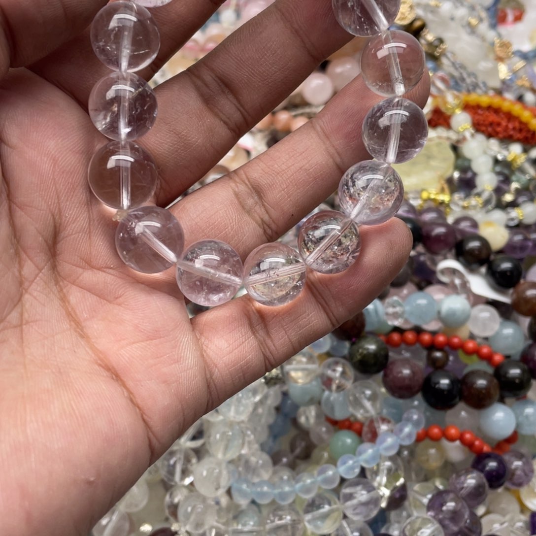 银S925镶嵌手链烟晶