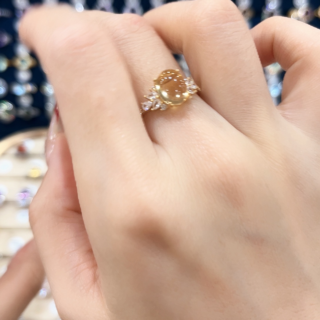 黄晶女款银S925镶嵌戒指