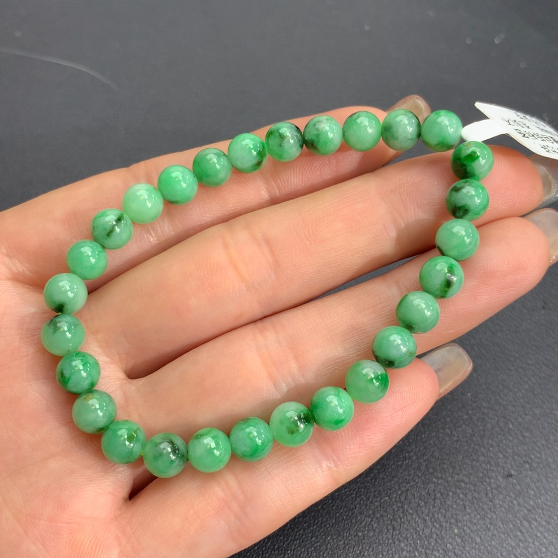 翡翠手链未镶嵌细润绿手链卡6.7m m