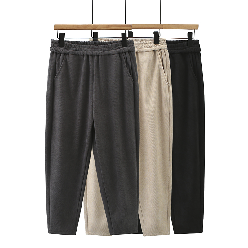 NINI933松紧腰加绒保暖哈伦裤大码女装百搭厚款冬季休闲裤韩版