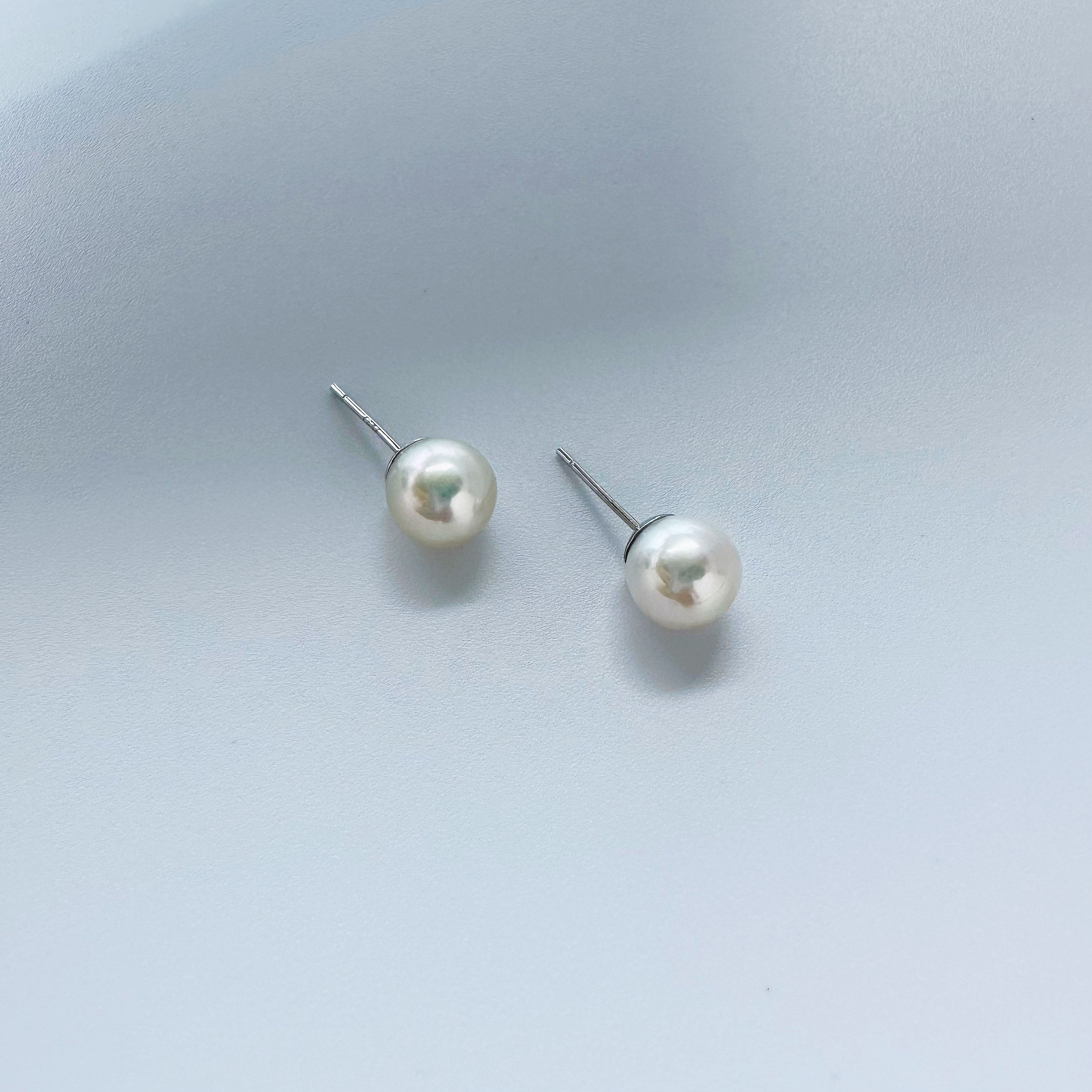 【极光小灯泡】S925银 海水AKOYA耳钉 7-8mm【886】