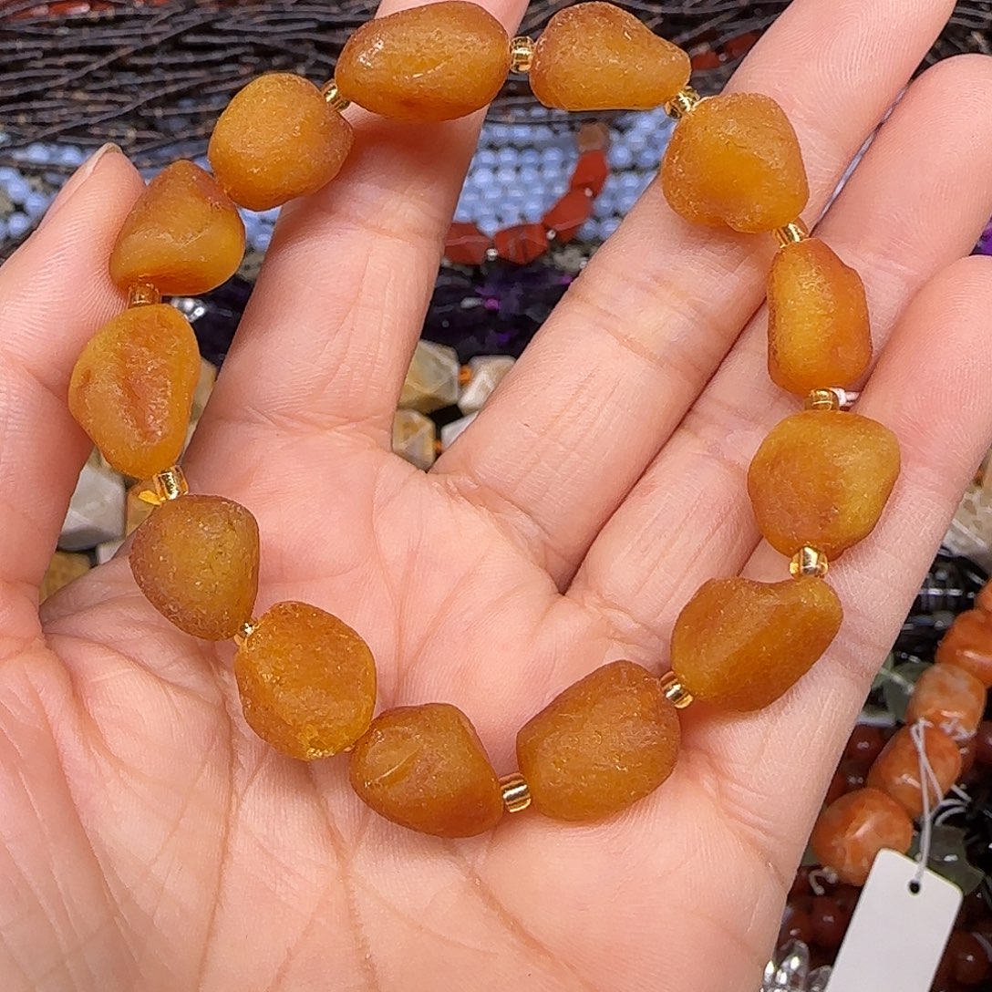 玛瑙/玉髓合金珠宝半成品蜜蜡单圈10-12mm一条03