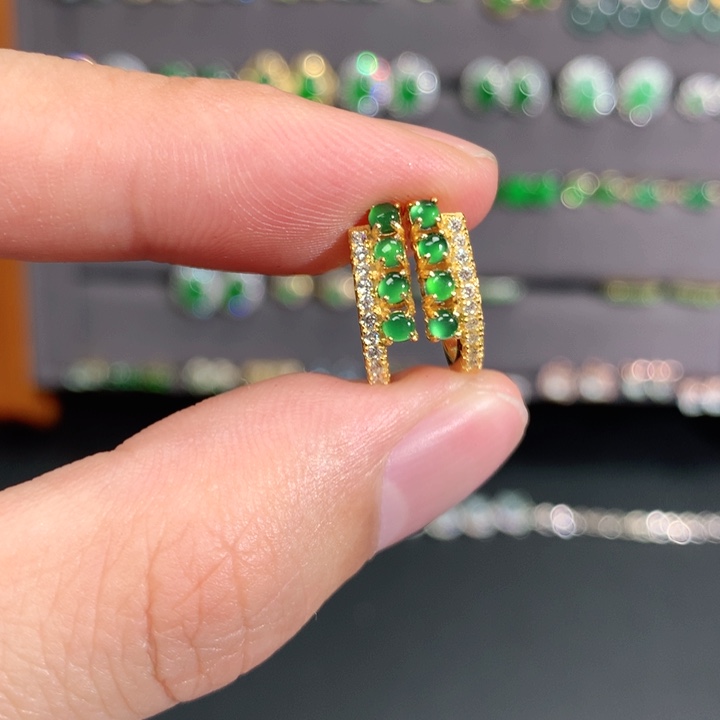 翡翠银S925镶嵌耳饰耳饰