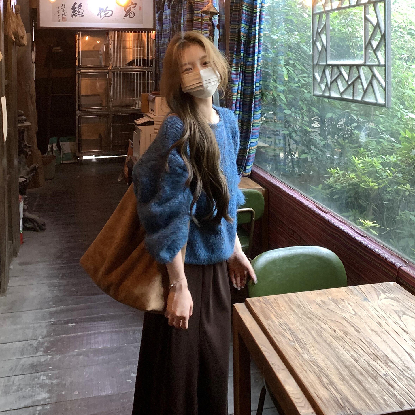 秋冬韩系巨好看蓝色针织套装裙子女秋季2025年新款气质穿搭一整套