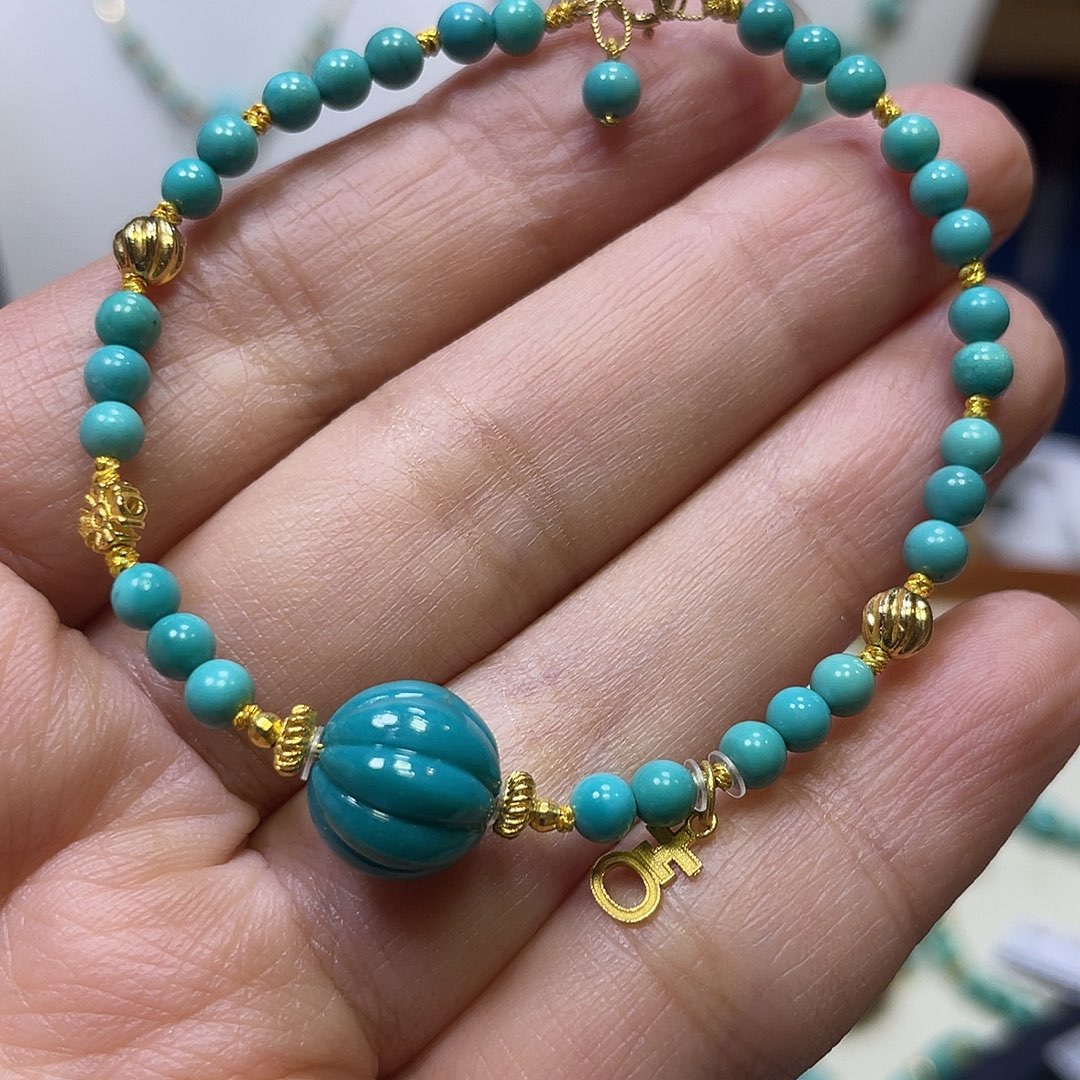 绿松石18K金镶嵌手链