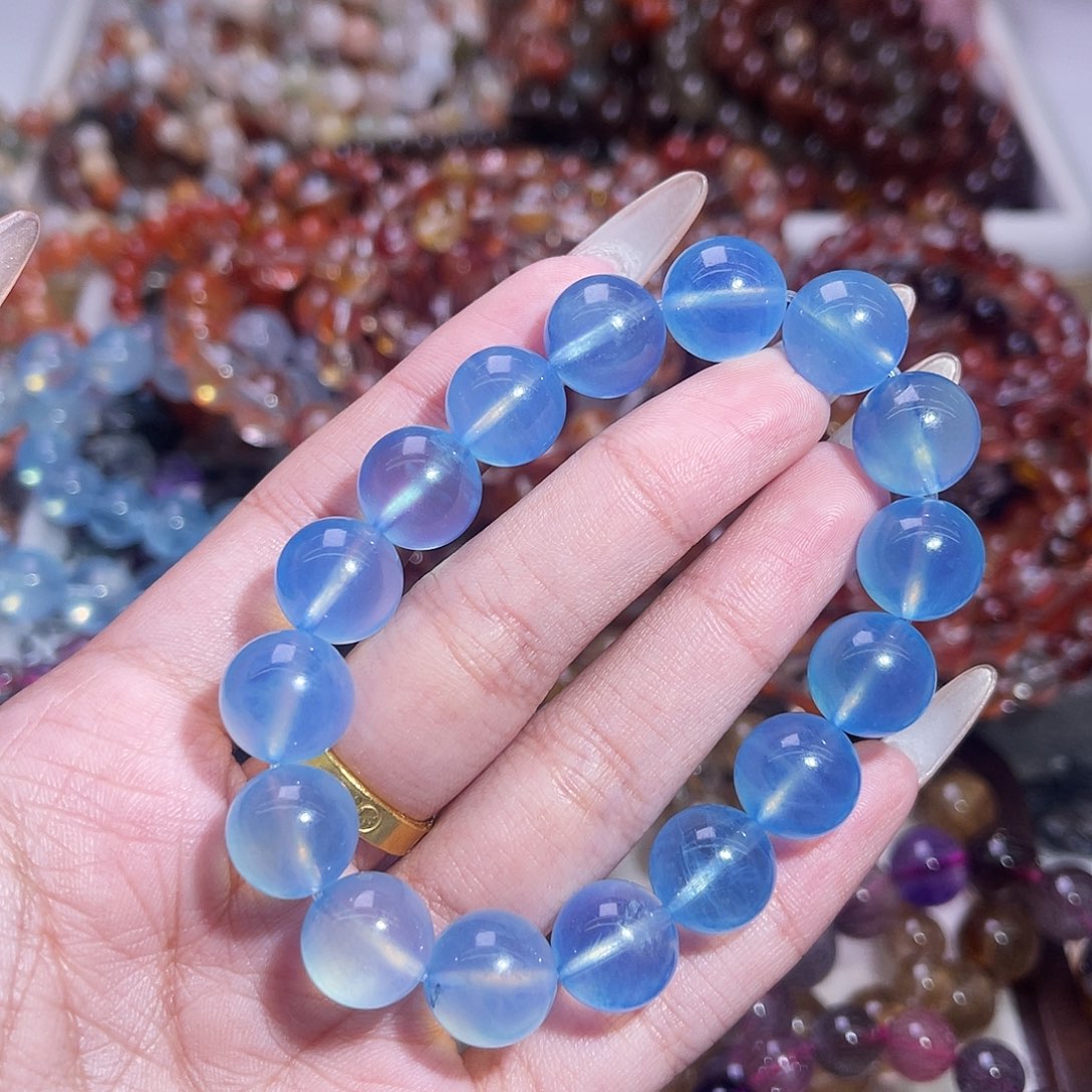 水晶手链未镶嵌海蓝宝12+