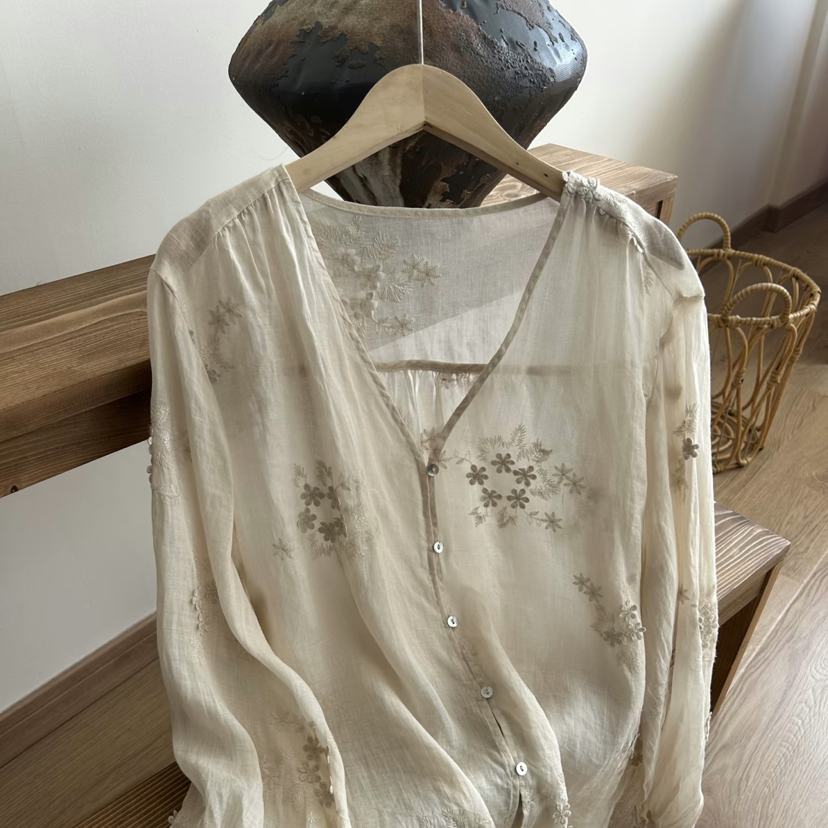 Vintage亚麻苎麻上衣裙子