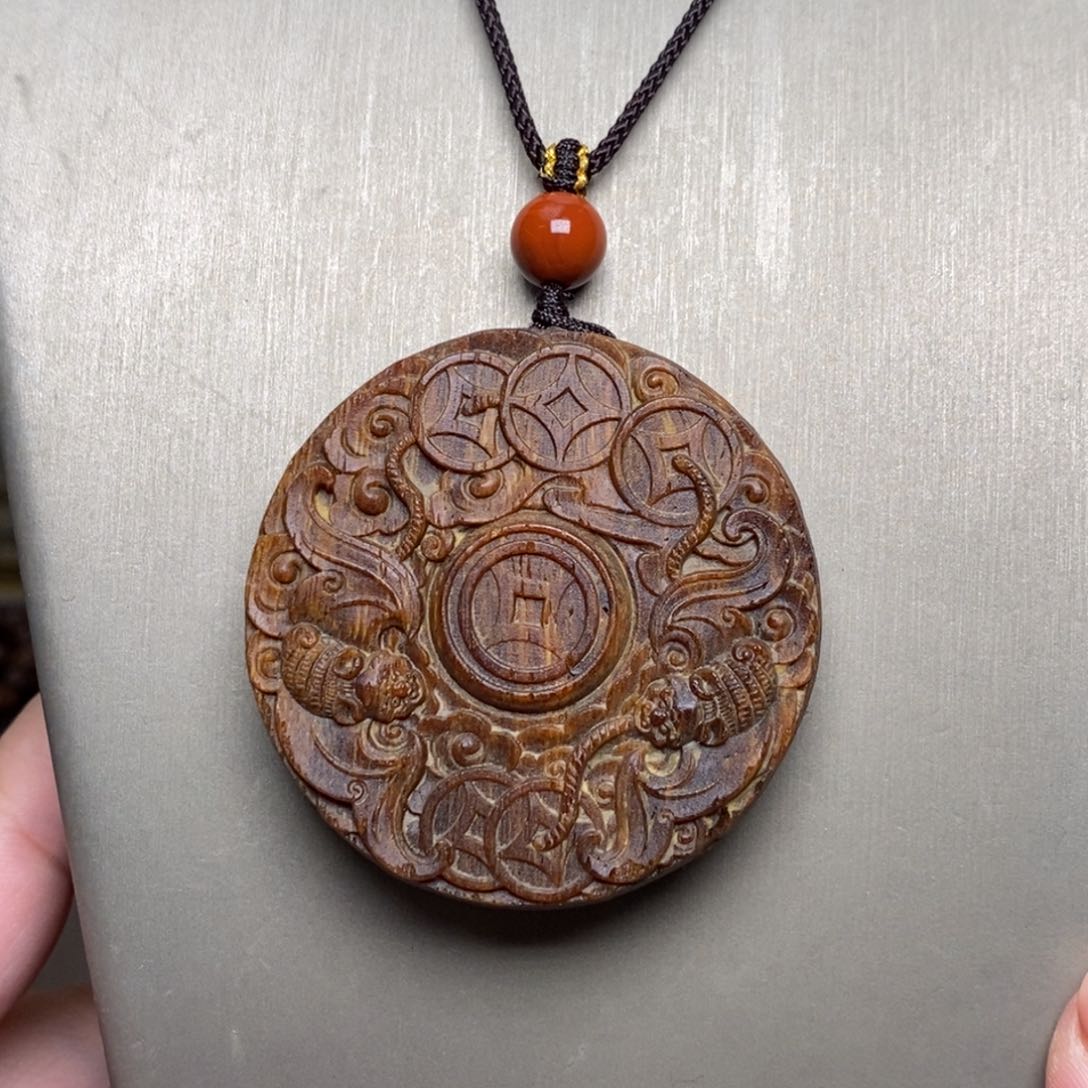 手串沉香木越南芽庄白棋楠玉化吊坠